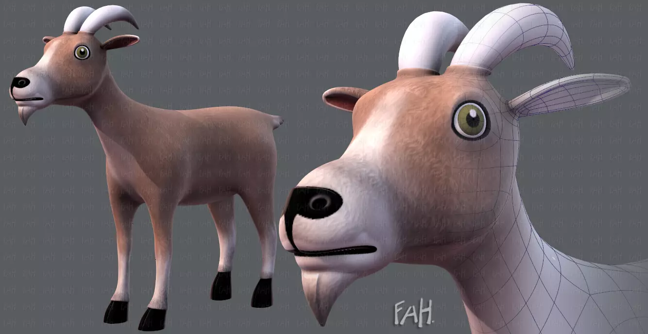 Goat V01 Low-poly 3D model_0