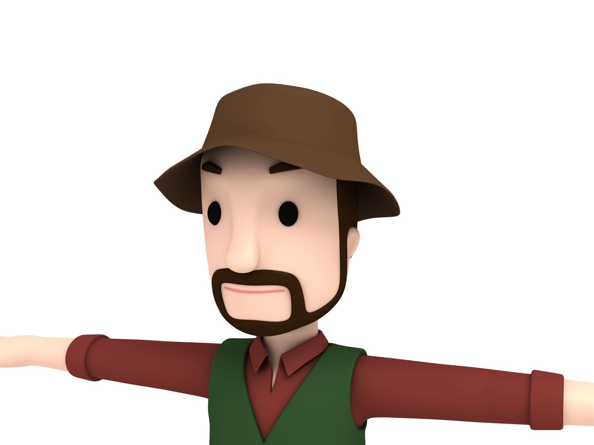 CartoonMan027 Camping Man 3D model_4