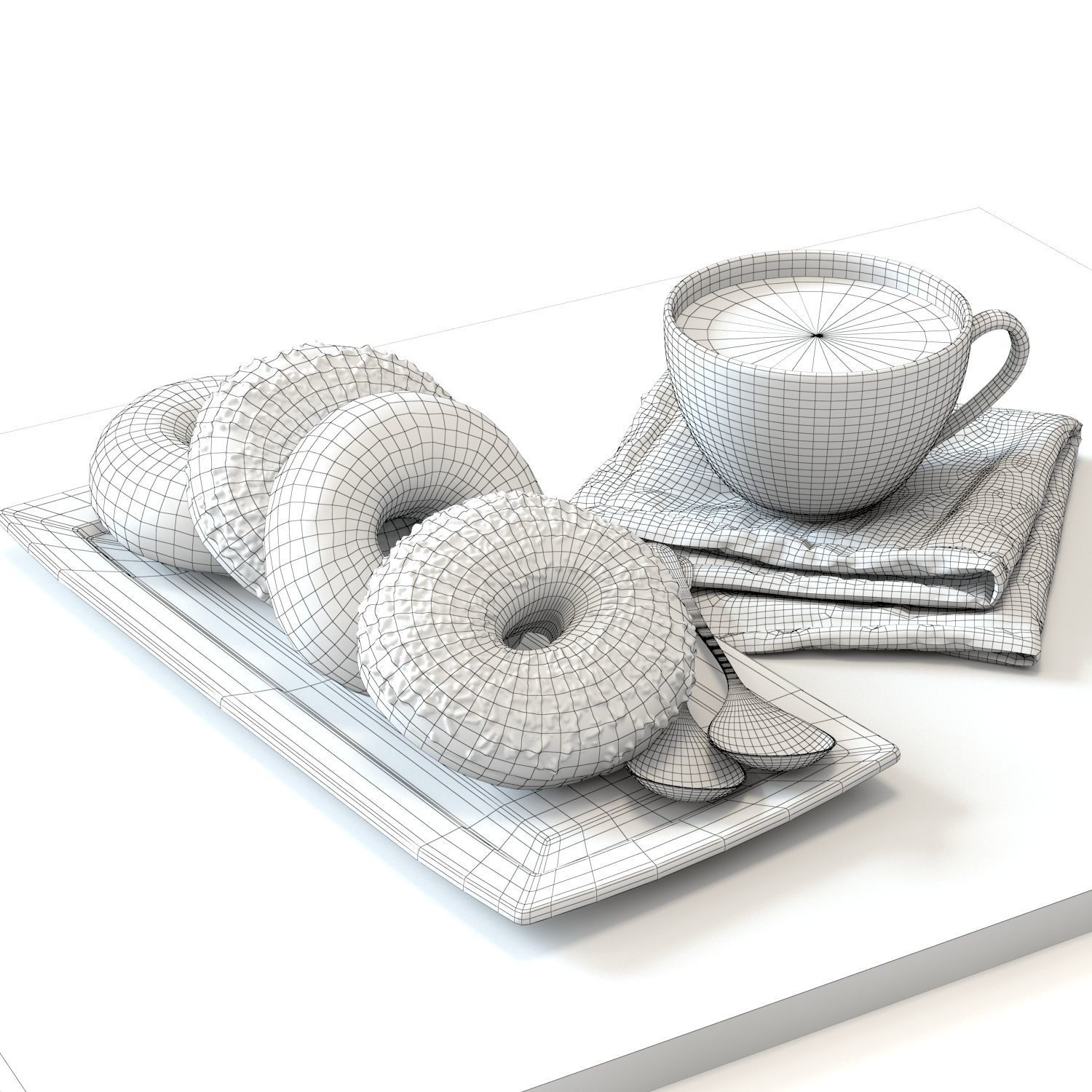 Coffee shop Donuts set 02 3D model_1