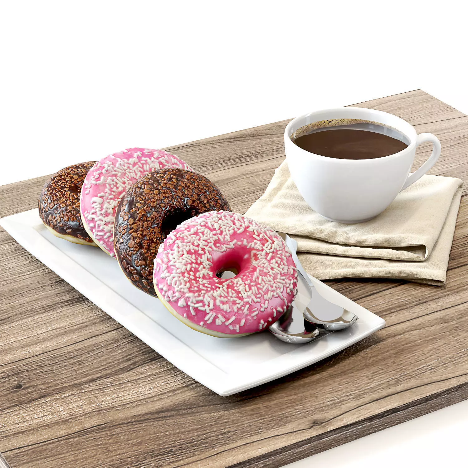 Coffee shop Donuts set 02 3D model_0