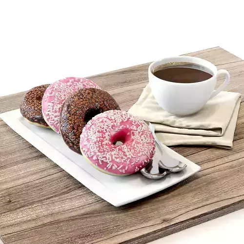 Coffee shop Donuts set 02 3D model