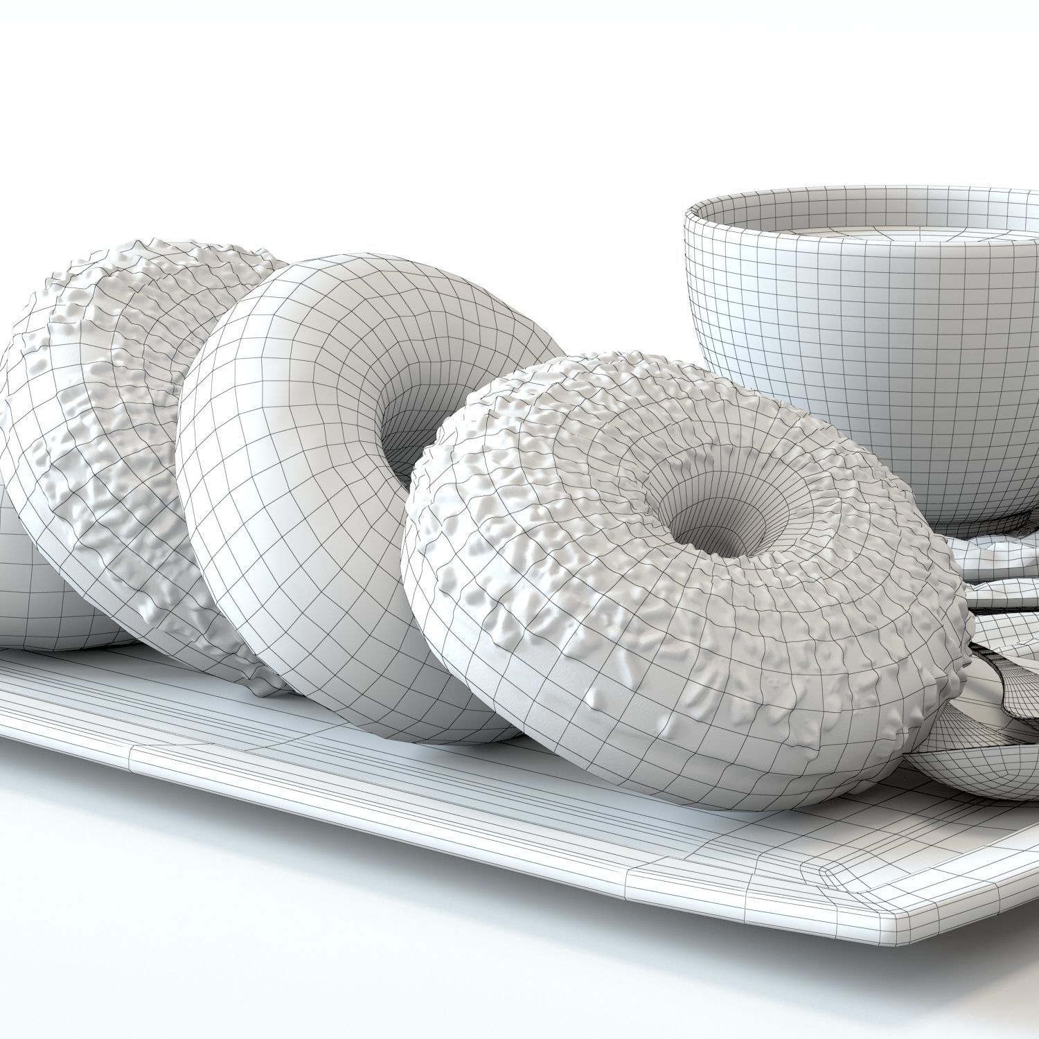 Coffee shop Donuts set 02 3D model_5