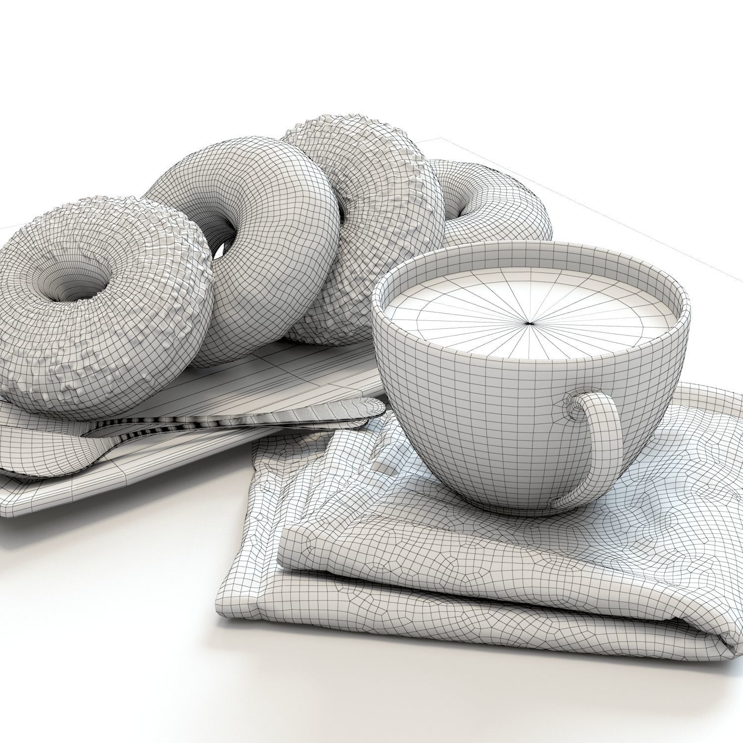 Coffee shop Donuts set 02 3D model_3