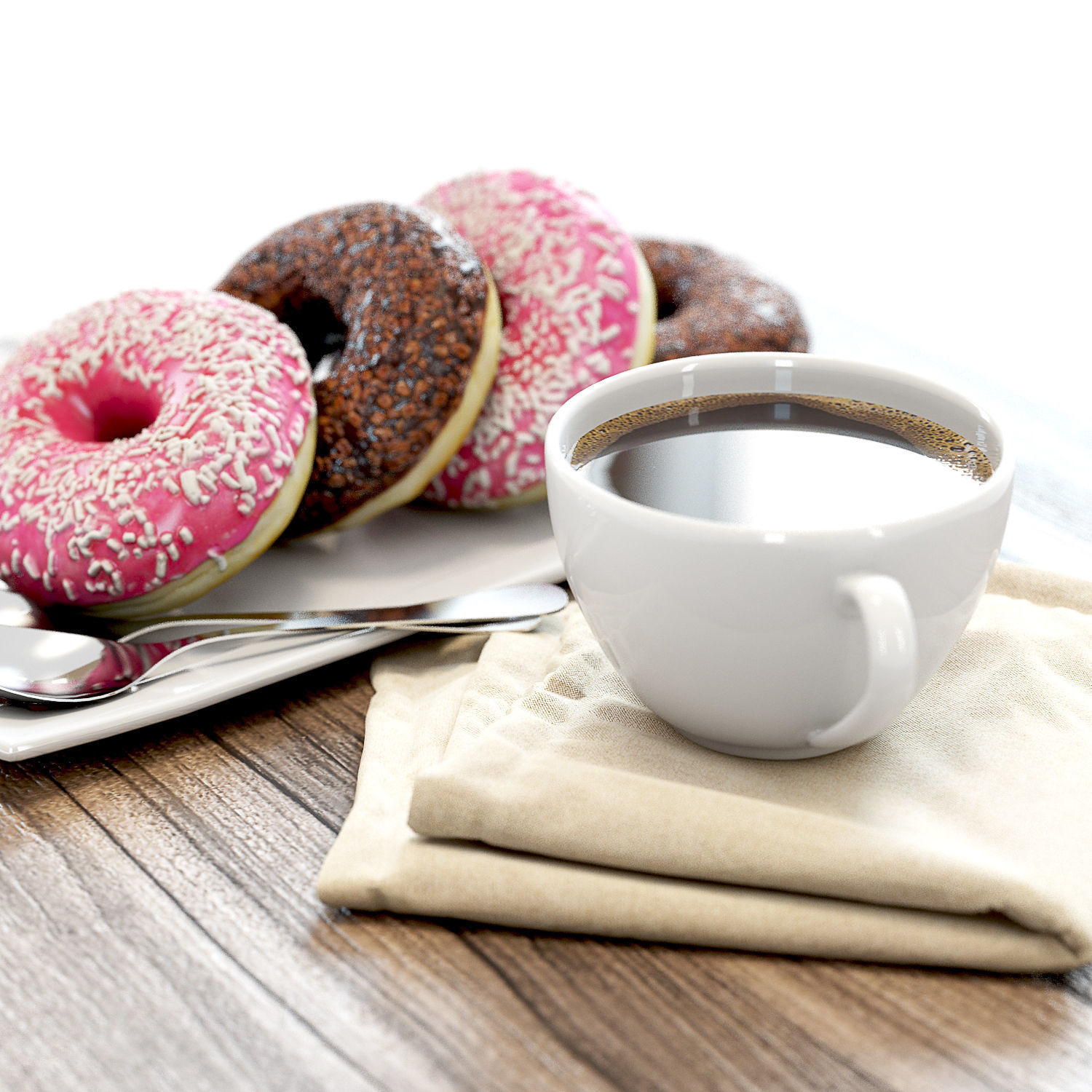 Coffee shop Donuts set 02 3D model_2