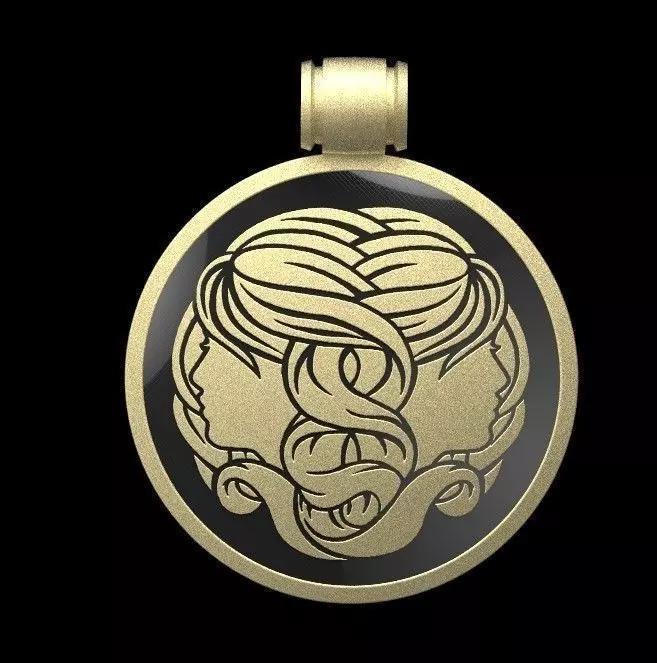 gemini gold and pendant with snake 3D print model