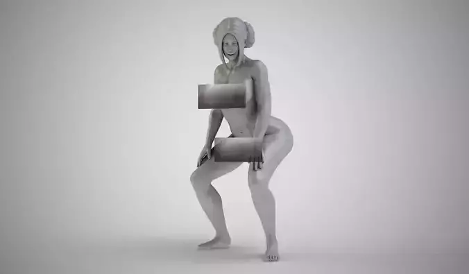 Twerk woman holding two laptops in her hands