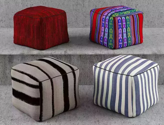 Poufs Modern Textures 3D model