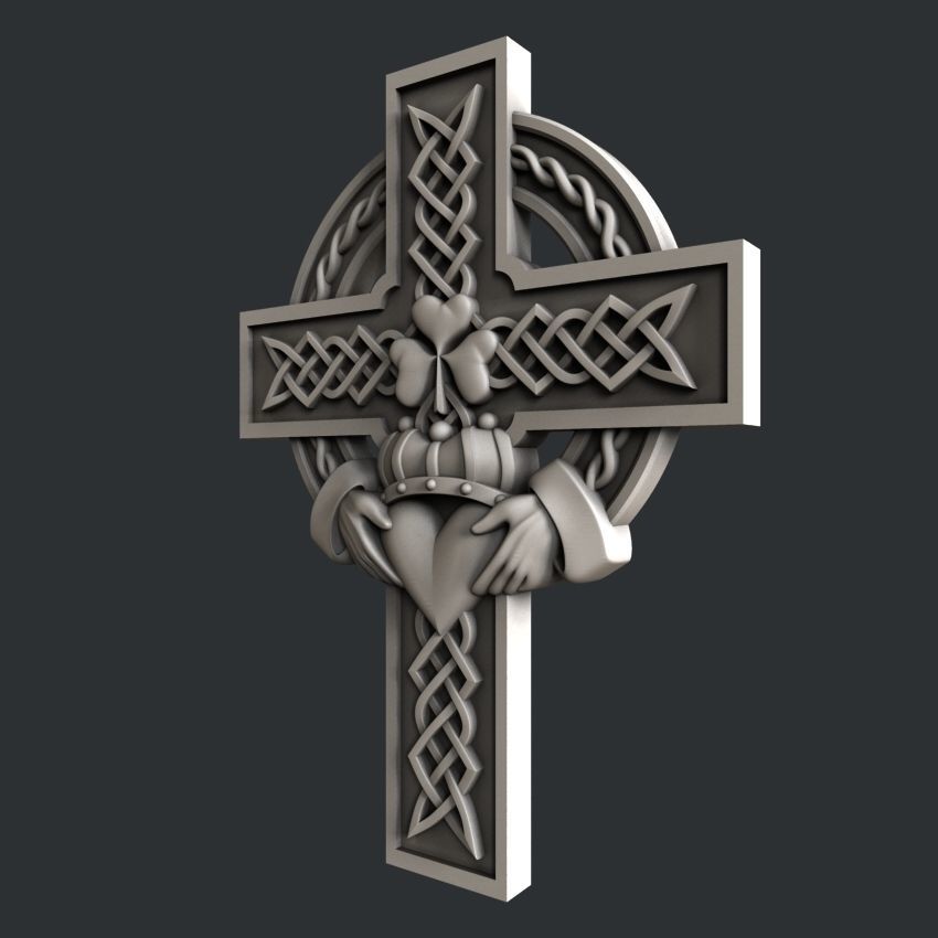 3d STL models for CNC or 3d printer celtic cross 3D print model_2