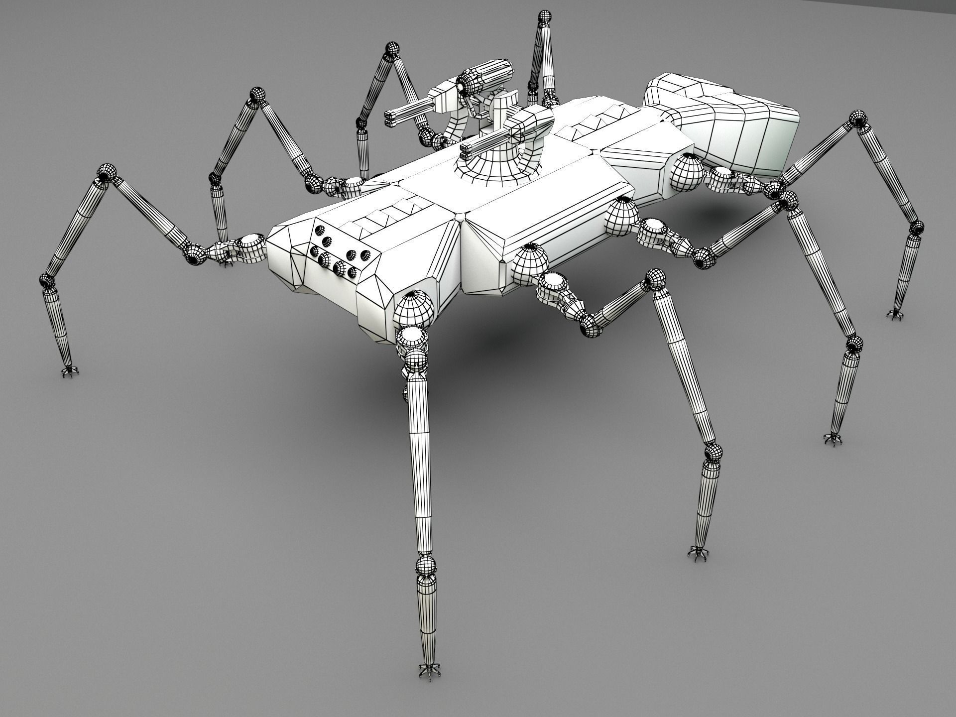 Robot Spider Low-poly 3D model_1