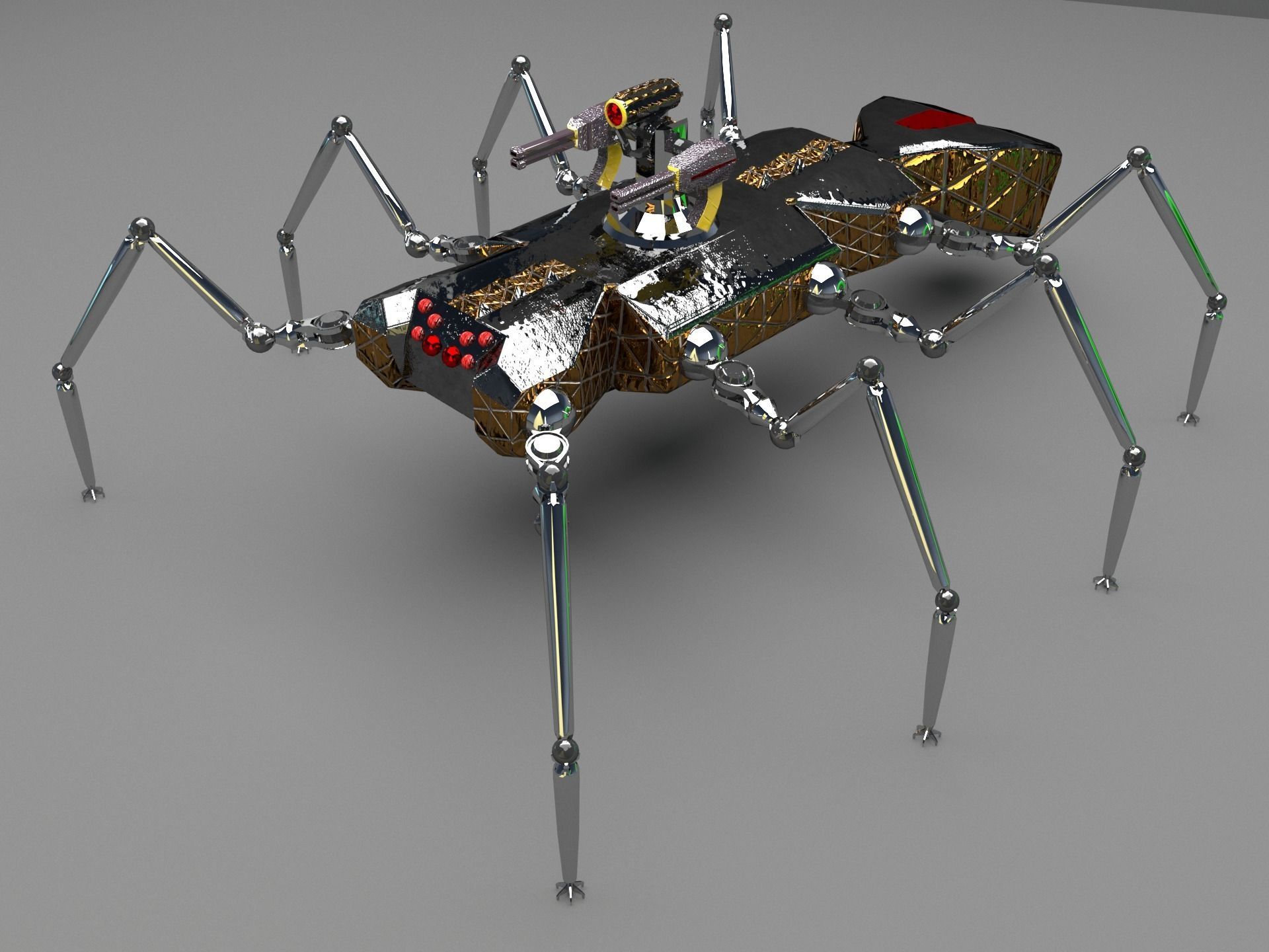 Robot Spider Low-poly 3D model_2