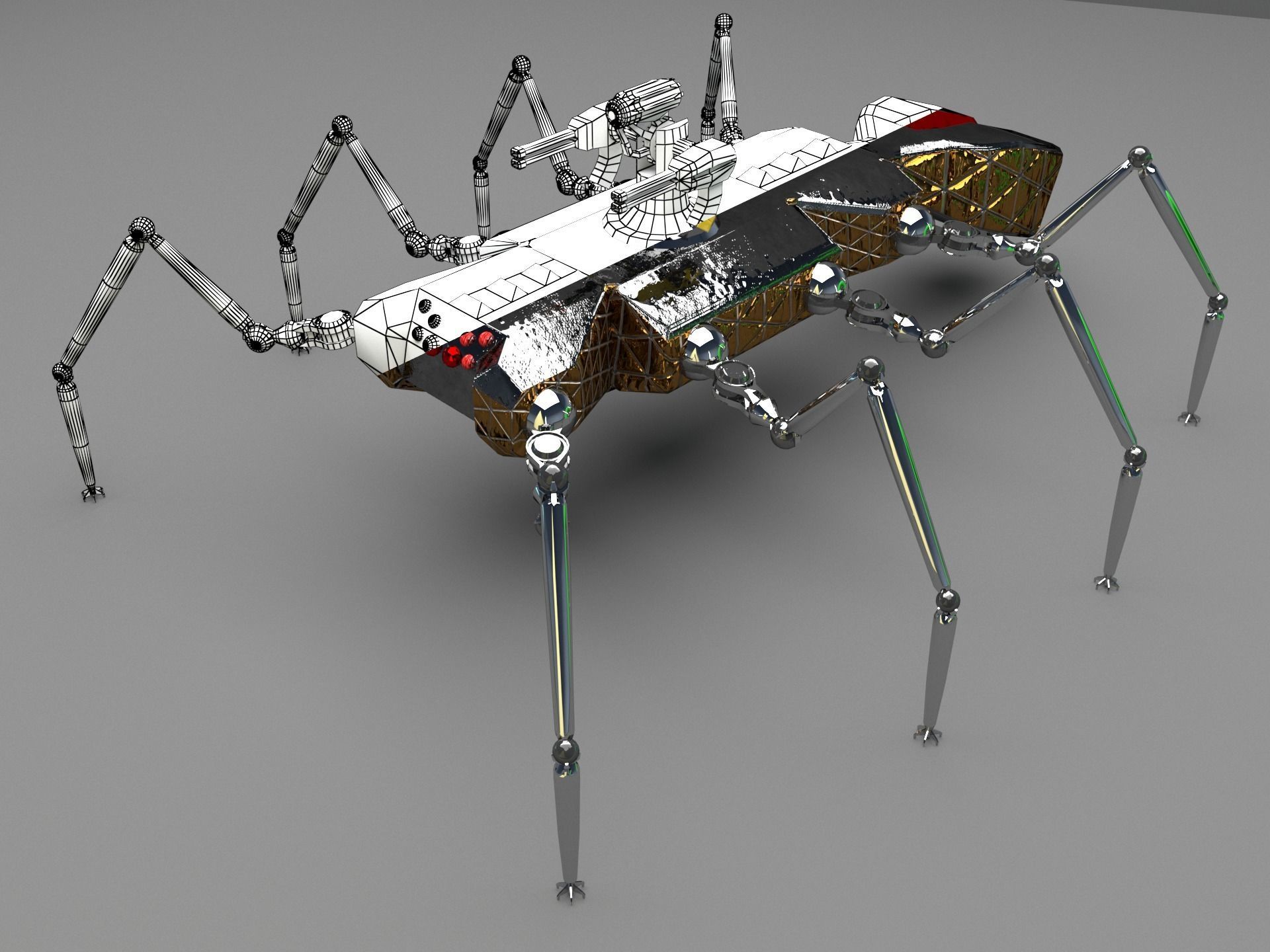Robot Spider Low-poly 3D model_4