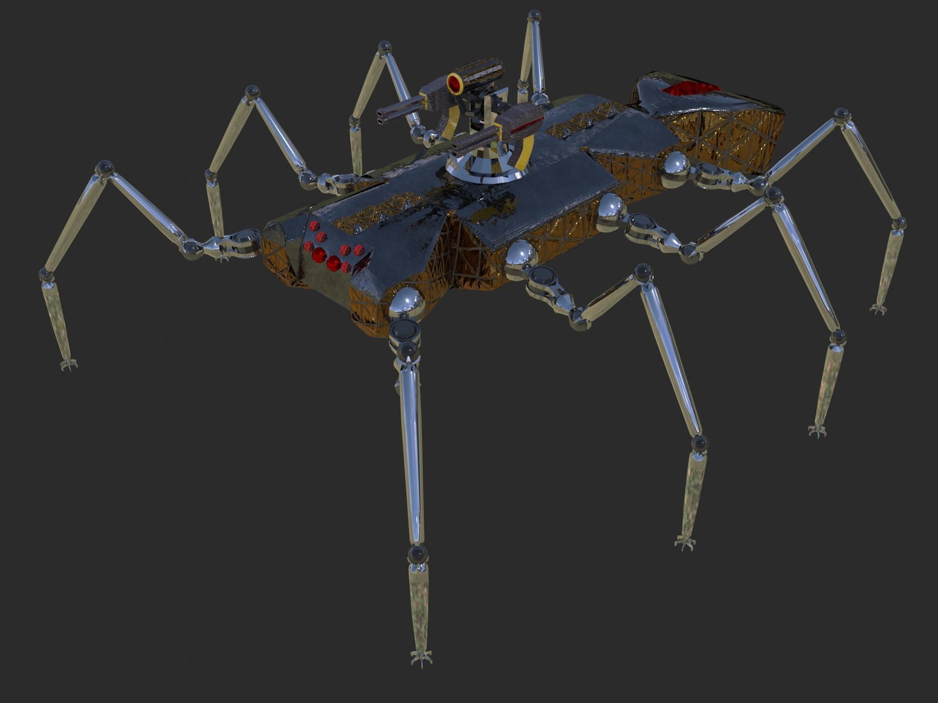 Robot Spider Low-poly 3D model_3