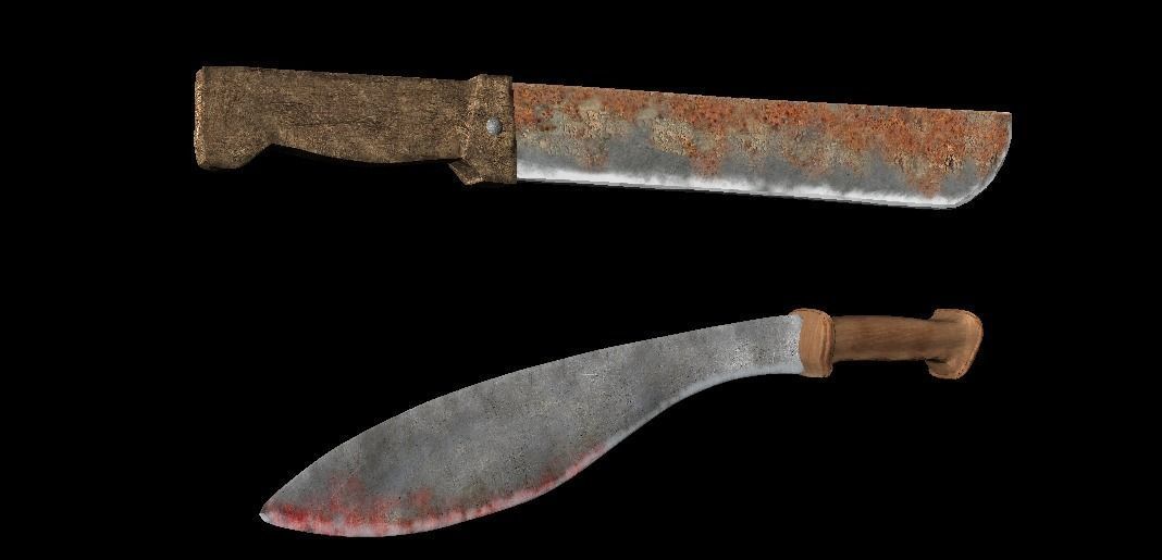Two machete Low-poly 3D model_1