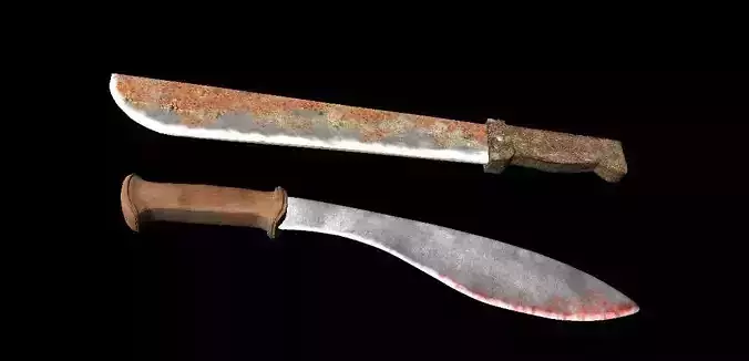 Two machete Low-poly 3D model