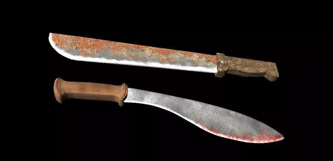 Two machete Low-poly 3D model_0