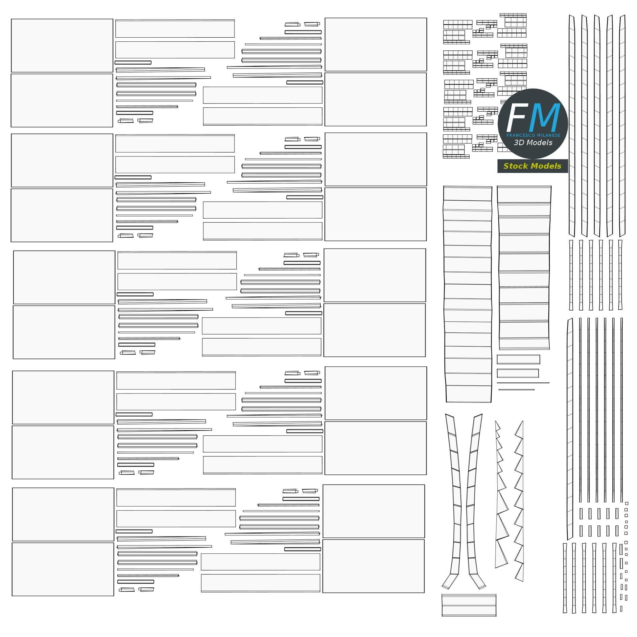 Stairs marble with railing Low-poly 3D model_11
