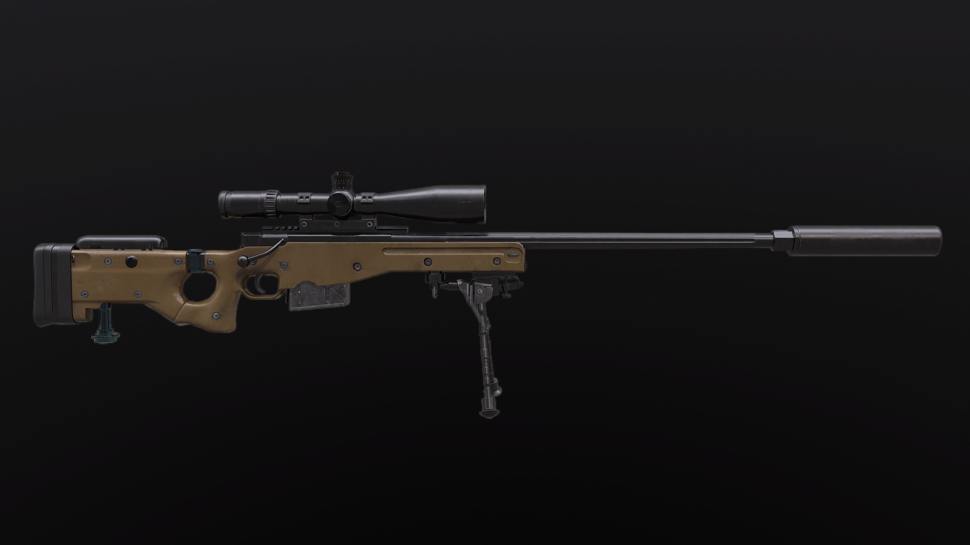 AWM AWP Sniper Rifle Low-poly 3D model_6