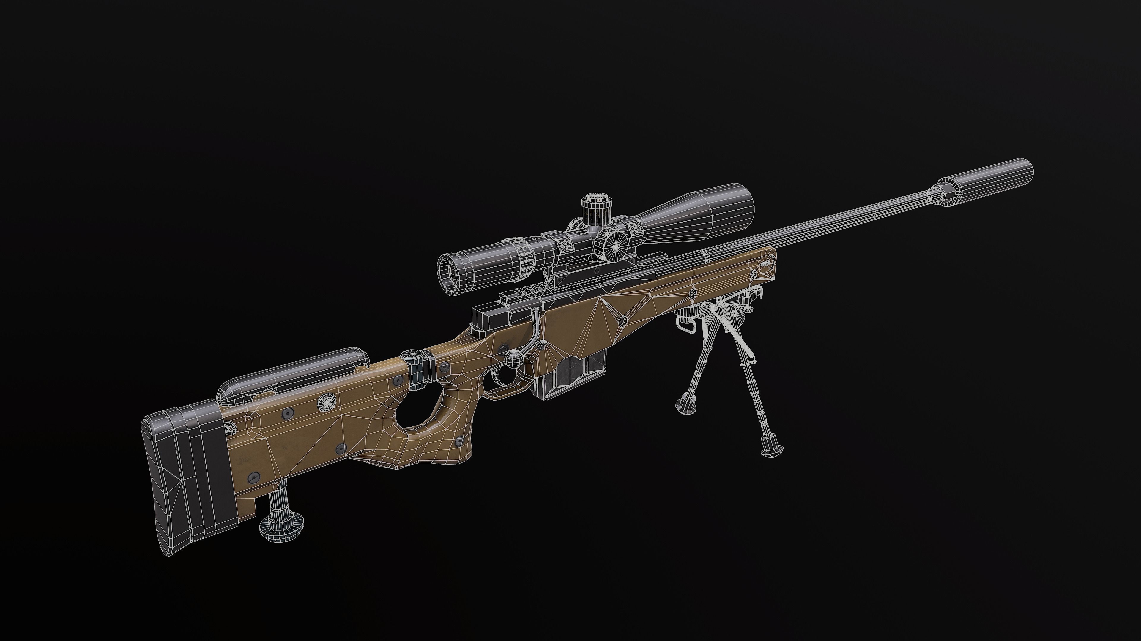 AWM AWP Sniper Rifle Low-poly 3D model_12