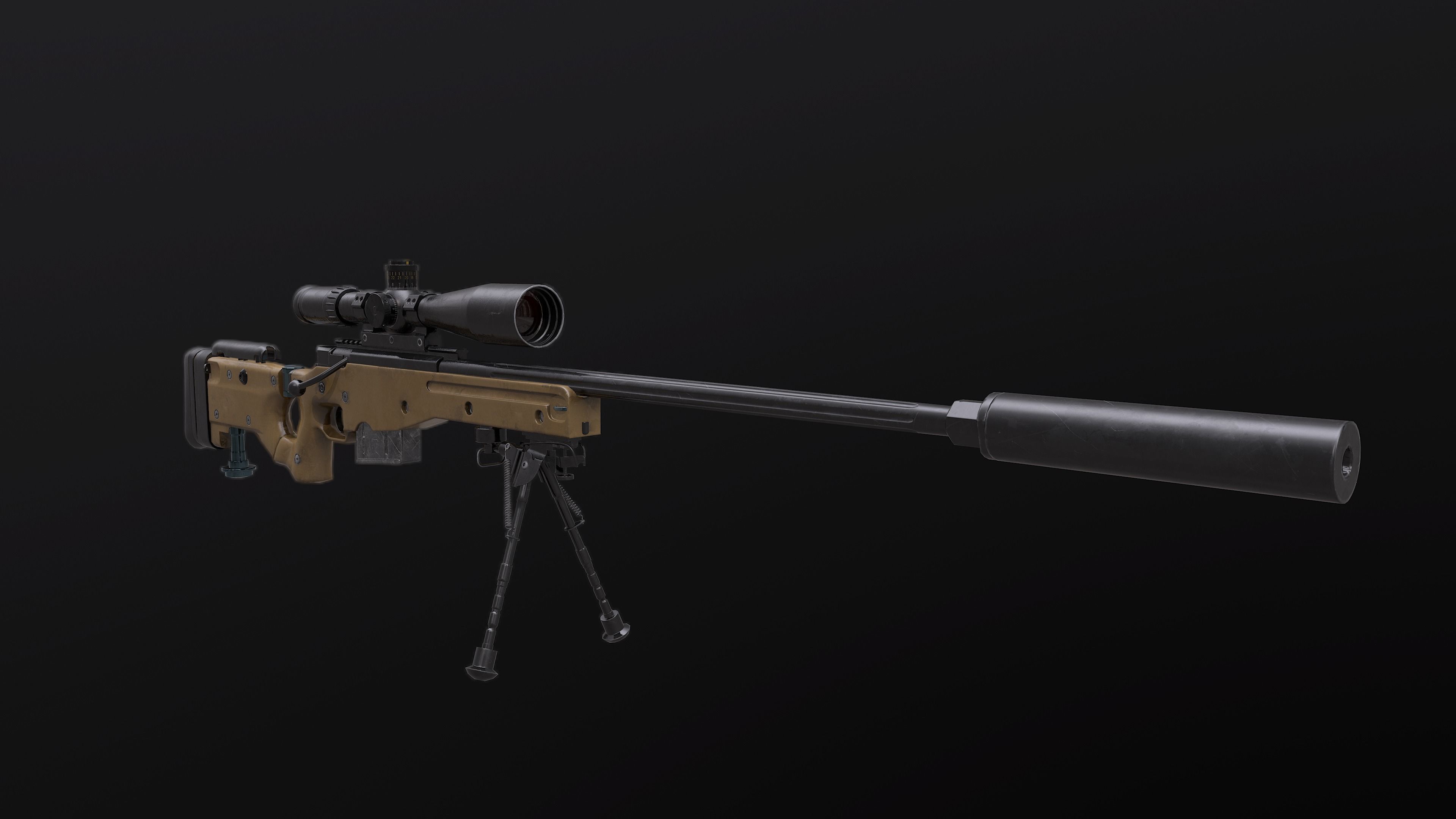 AWM AWP Sniper Rifle Low-poly 3D model_5