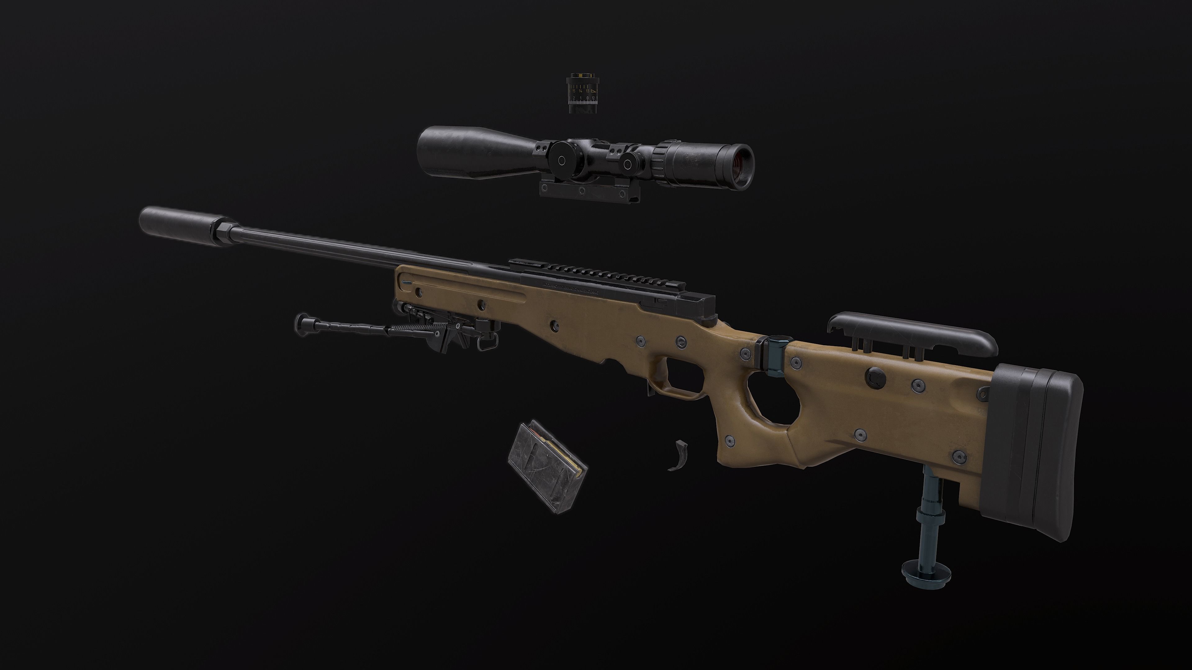 AWM AWP Sniper Rifle Low-poly 3D model_10