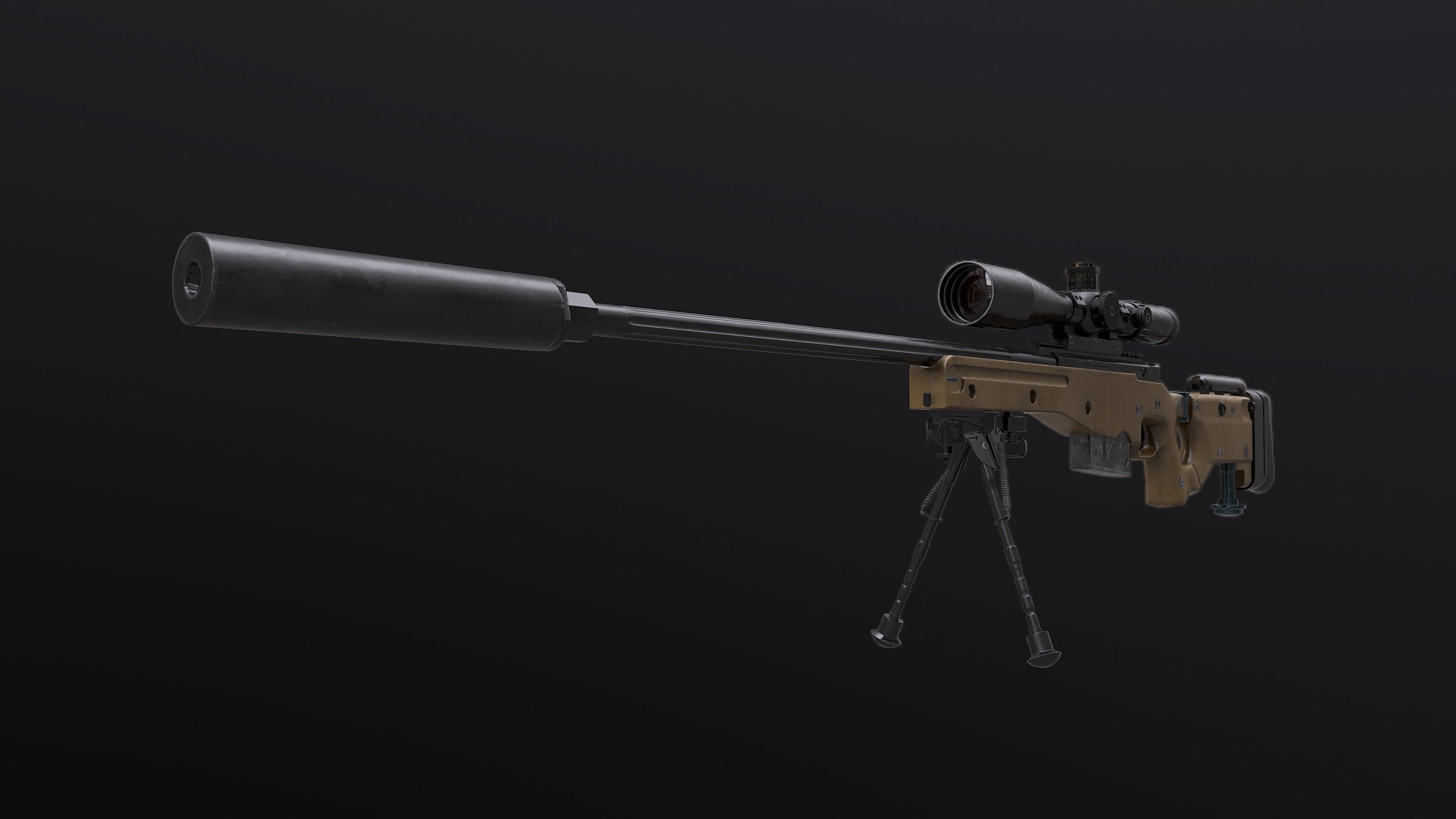 AWM AWP Sniper Rifle Low-poly 3D model_3