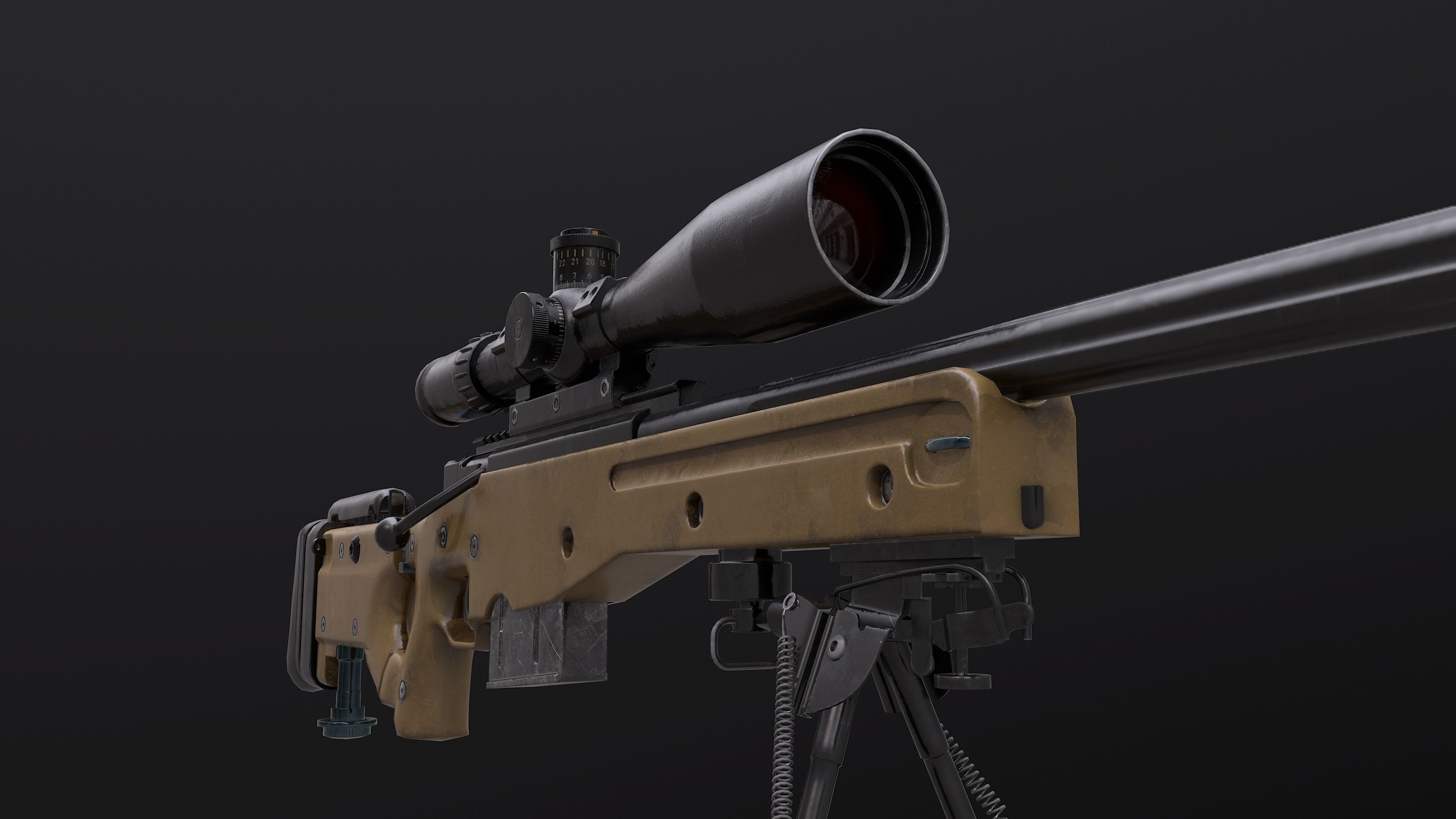 AWM AWP Sniper Rifle Low-poly 3D model_2