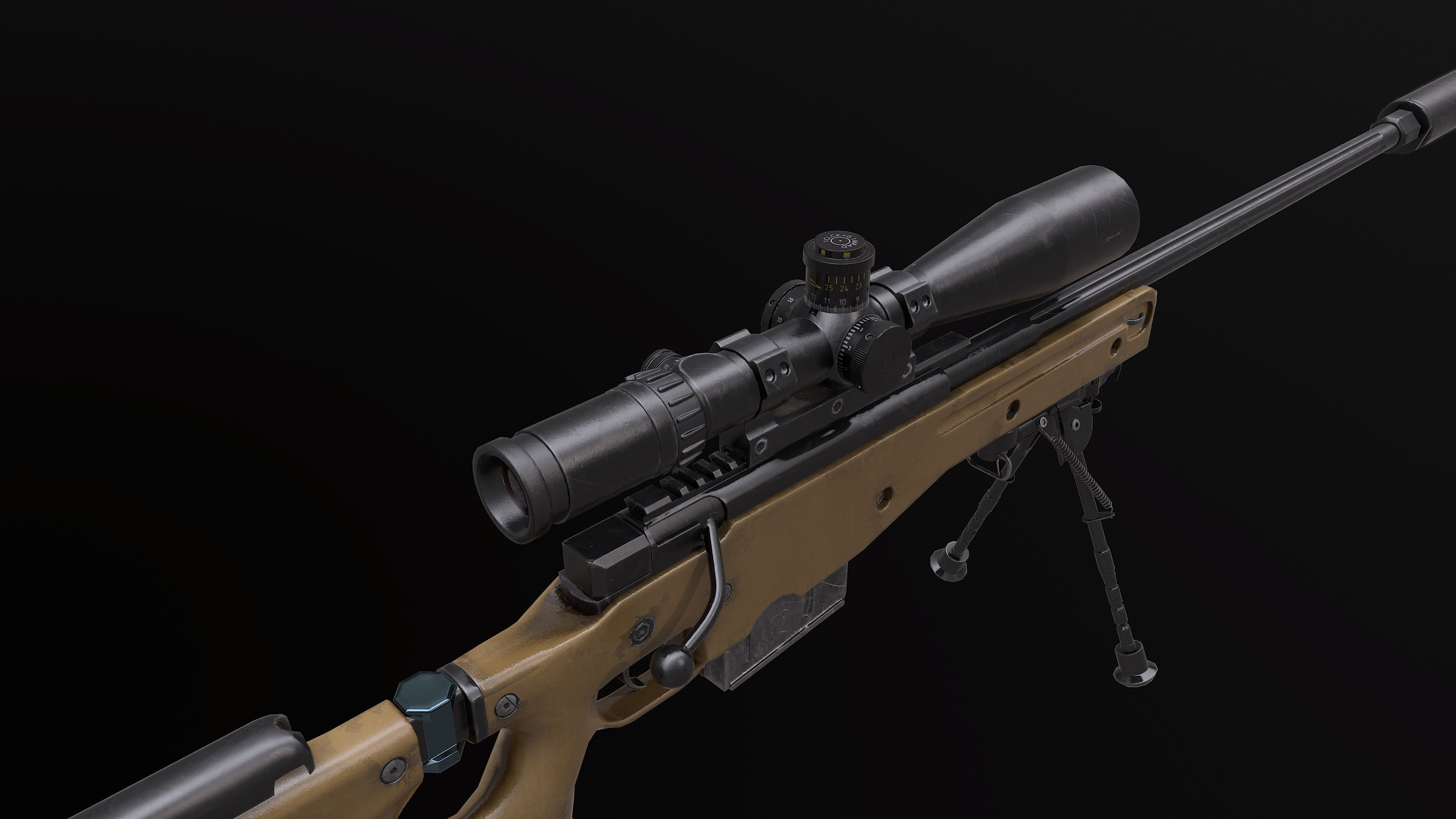 AWM AWP Sniper Rifle Low-poly 3D model_9