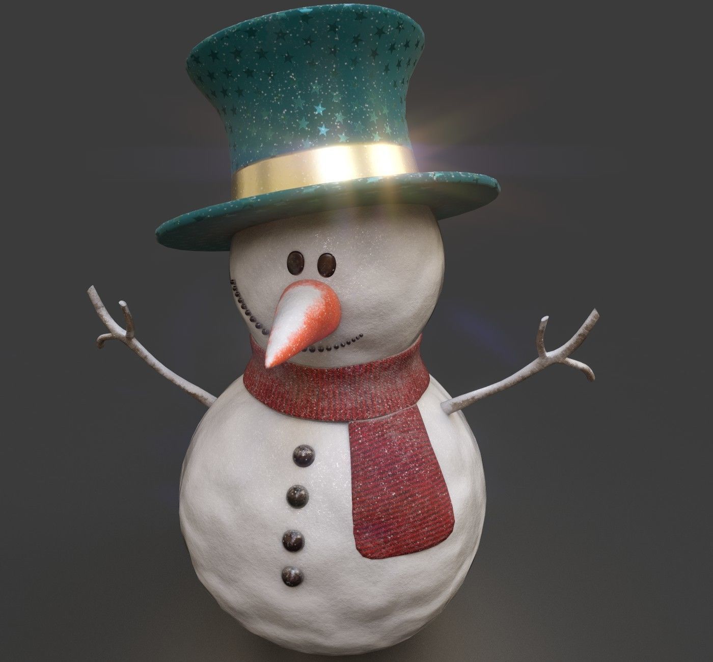 SnowMan - Game Ready wearing hat and scarf Low-poly 3D model_9