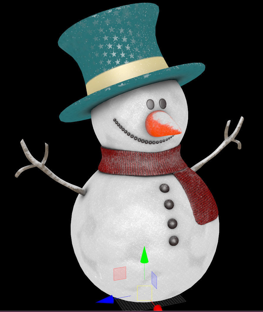 SnowMan - Game Ready wearing hat and scarf Low-poly 3D model_18