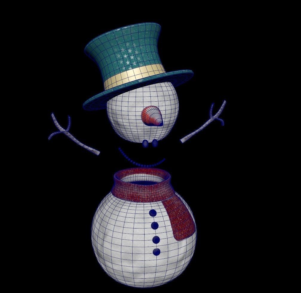 SnowMan - Game Ready wearing hat and scarf Low-poly 3D model_3