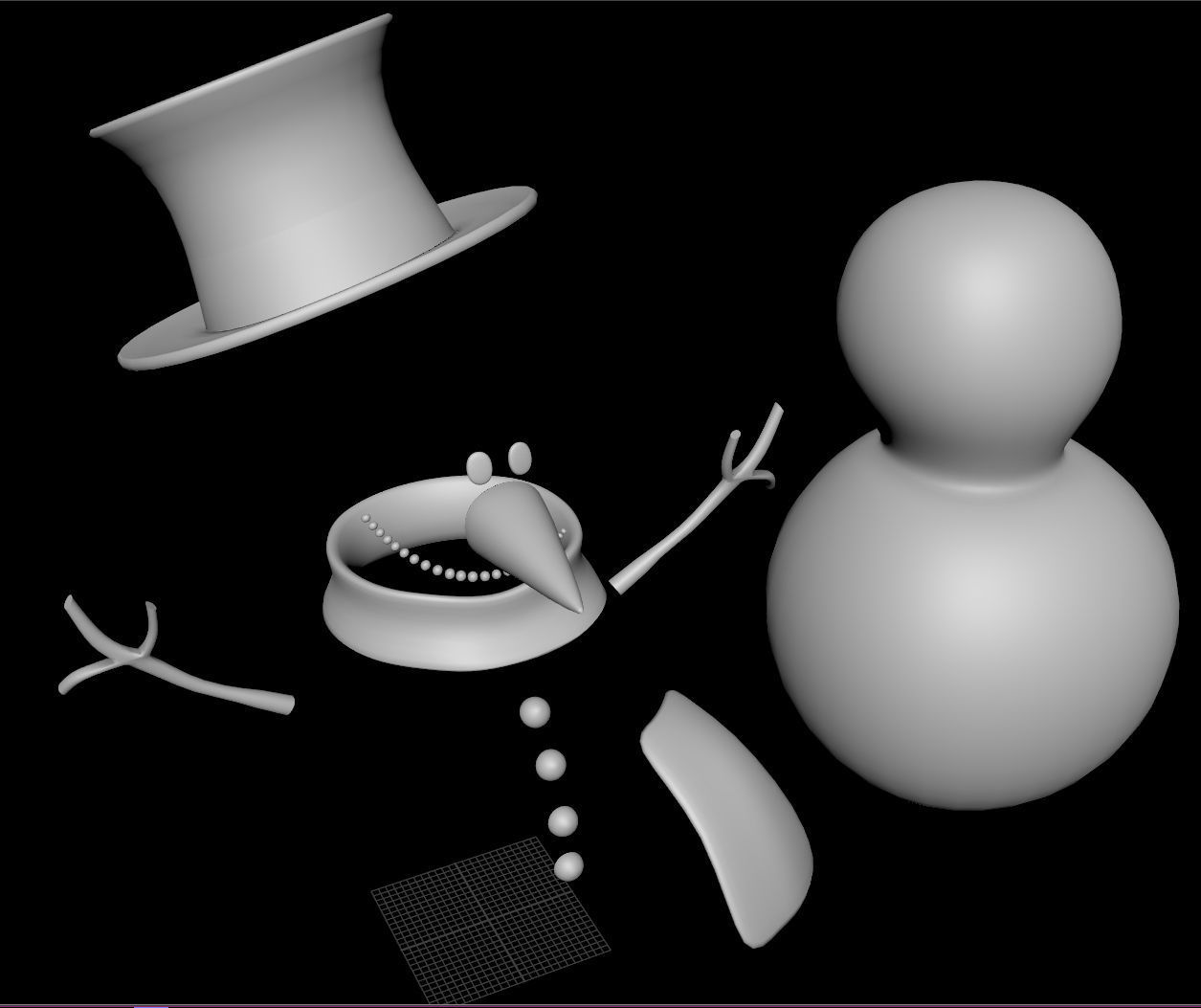 SnowMan - Game Ready wearing hat and scarf Low-poly 3D model_14