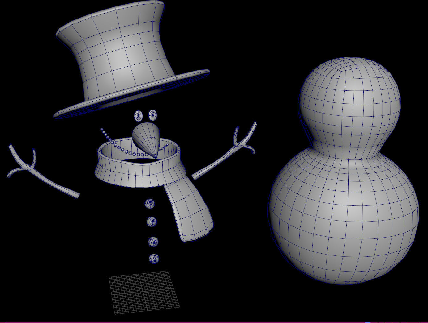 SnowMan - Game Ready wearing hat and scarf Low-poly 3D model_4