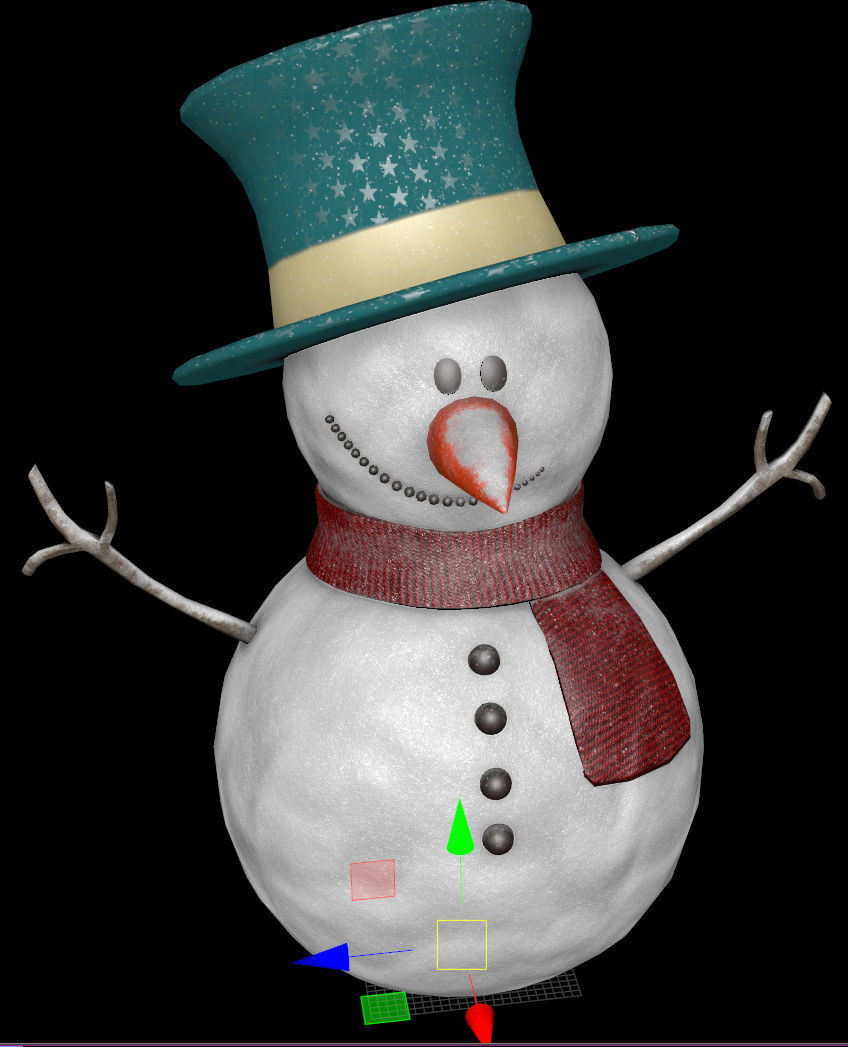 SnowMan - Game Ready wearing hat and scarf Low-poly 3D model_22