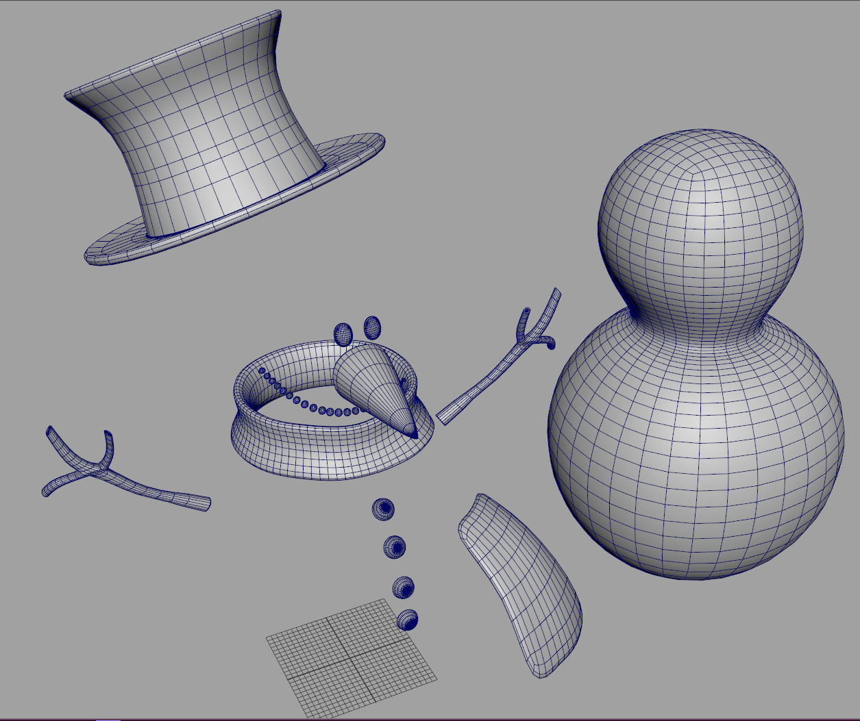 SnowMan - Game Ready wearing hat and scarf Low-poly 3D model_13