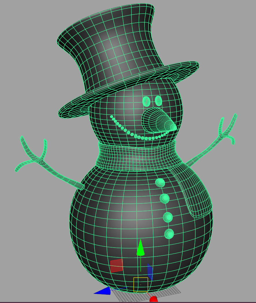 SnowMan - Game Ready wearing hat and scarf Low-poly 3D model_7