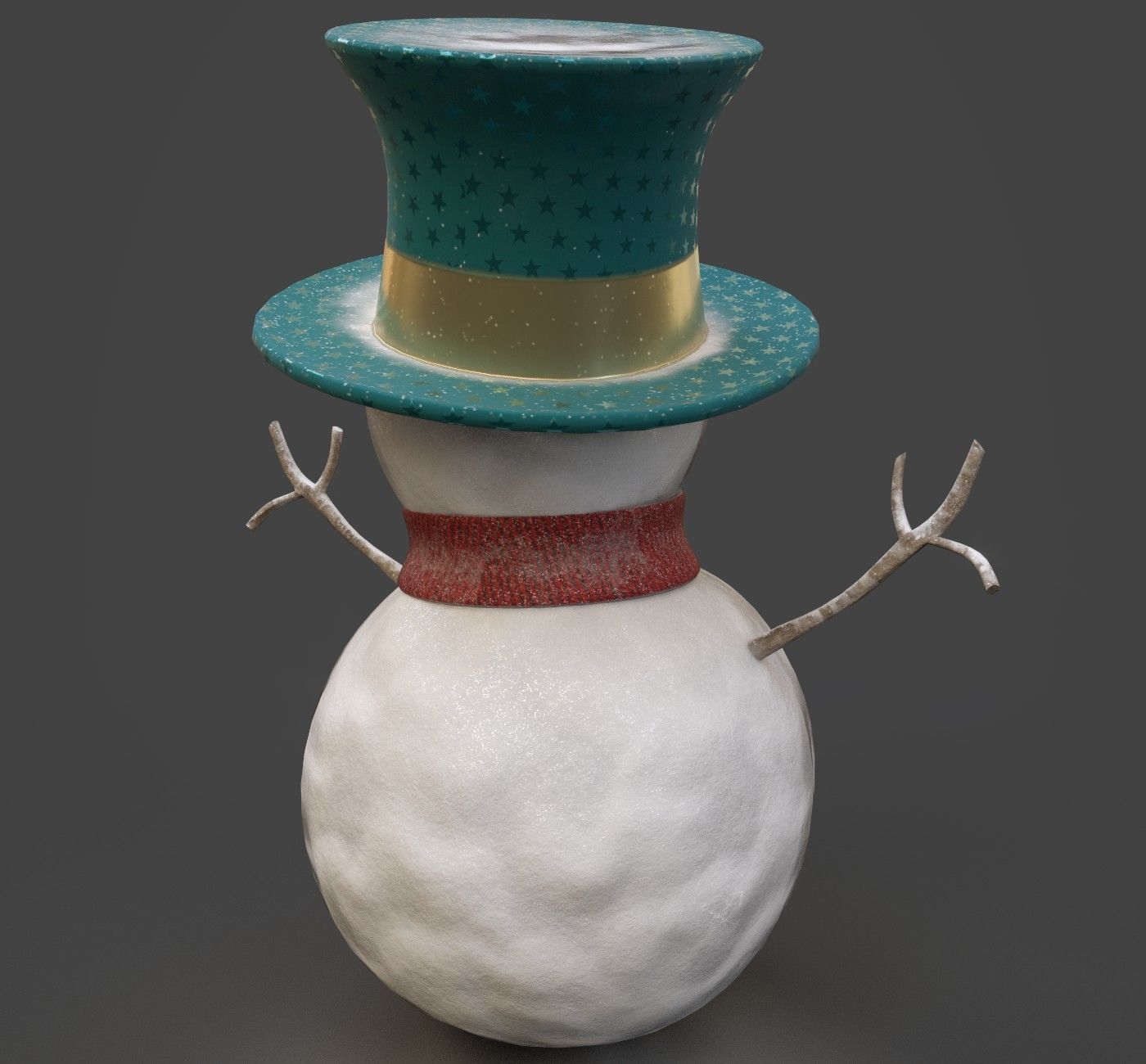SnowMan - Game Ready wearing hat and scarf Low-poly 3D model_11