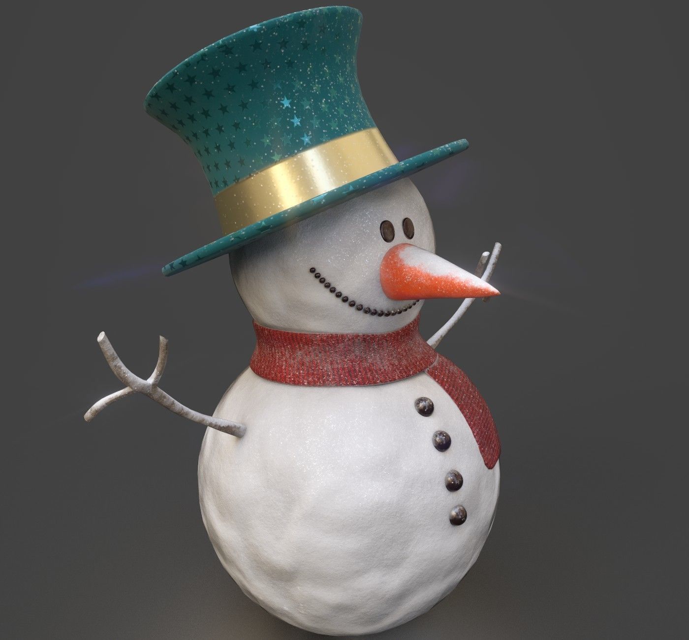 SnowMan - Game Ready wearing hat and scarf Low-poly 3D model_10