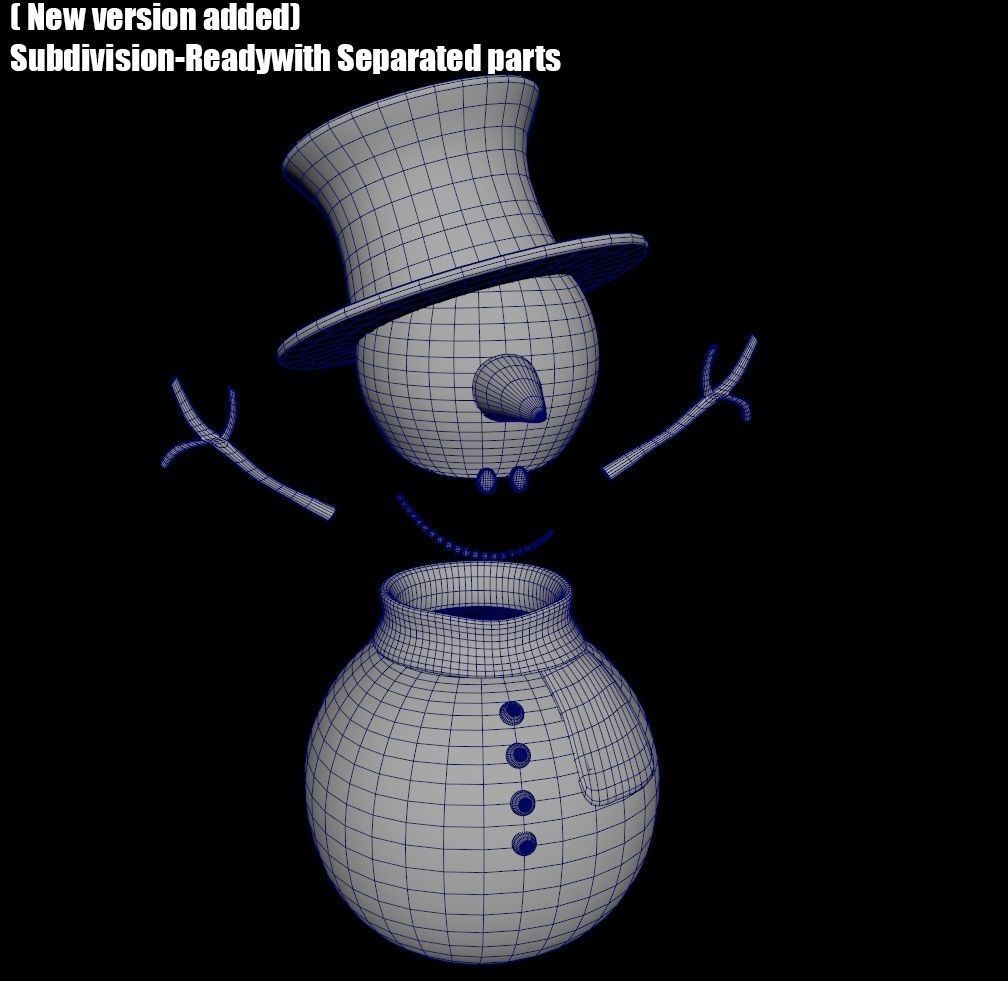 SnowMan - Game Ready wearing hat and scarf Low-poly 3D model_2
