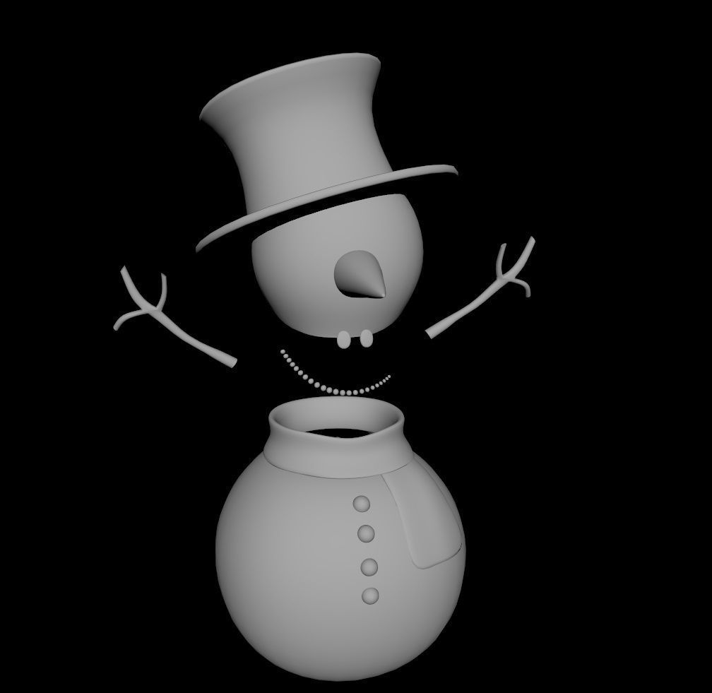 SnowMan - Game Ready wearing hat and scarf Low-poly 3D model_24