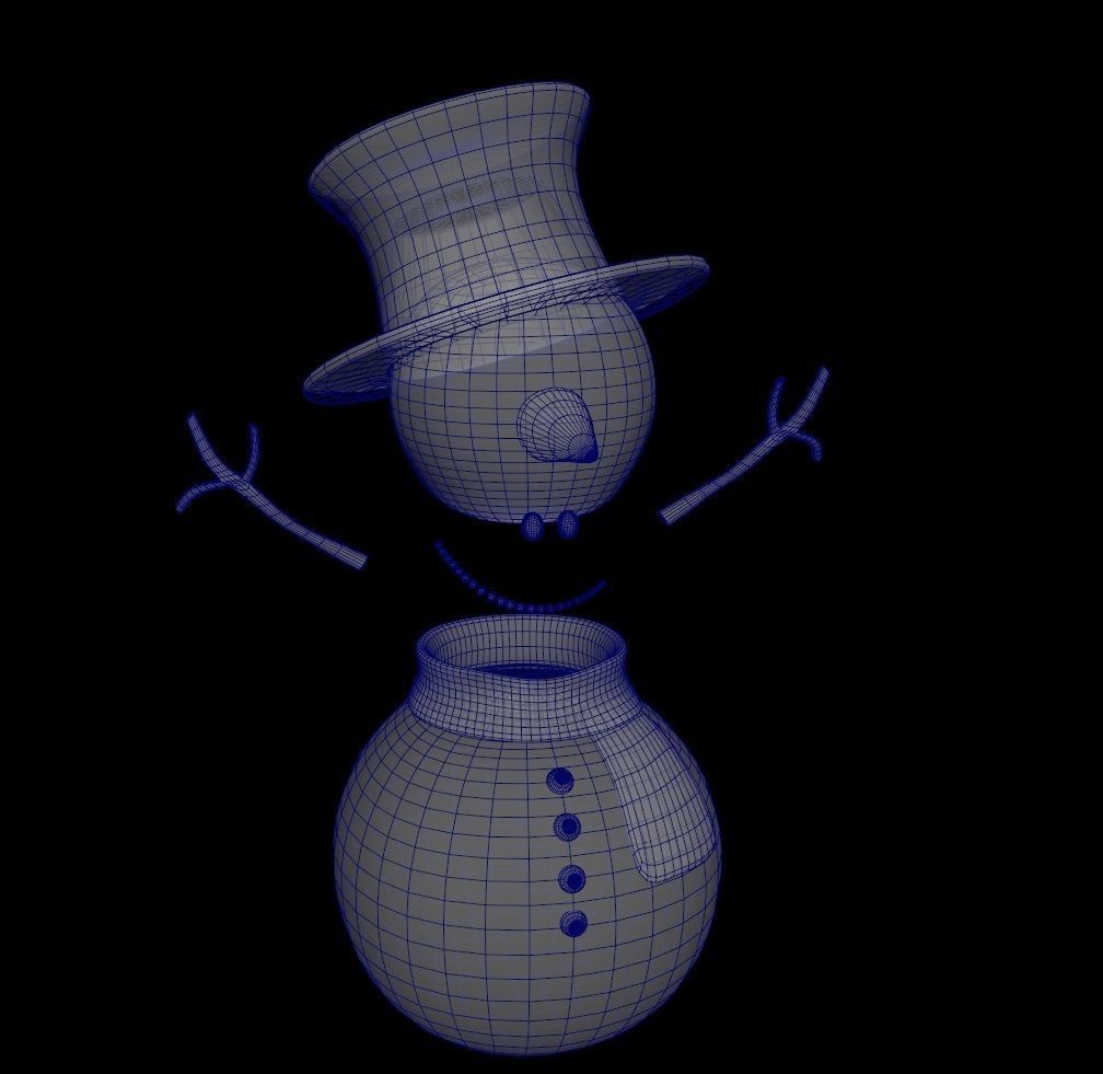 SnowMan - Game Ready wearing hat and scarf Low-poly 3D model_25