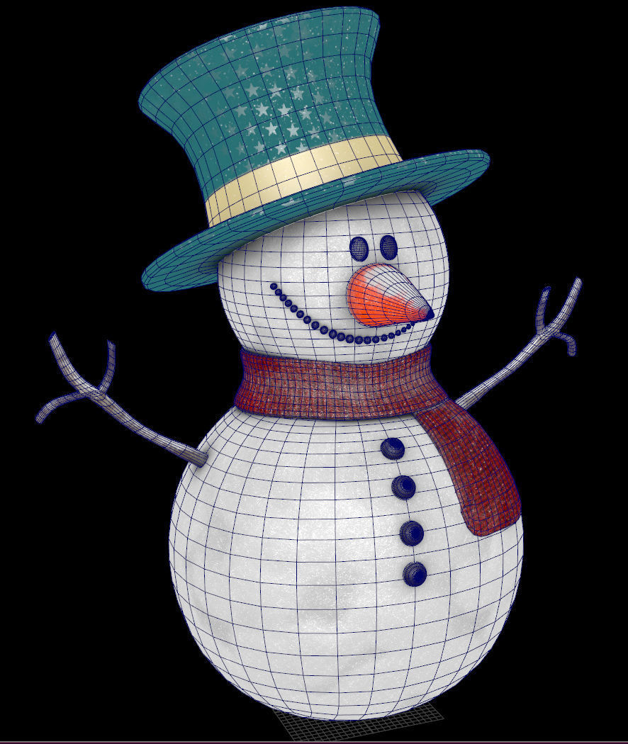 SnowMan - Game Ready wearing hat and scarf Low-poly 3D model_15