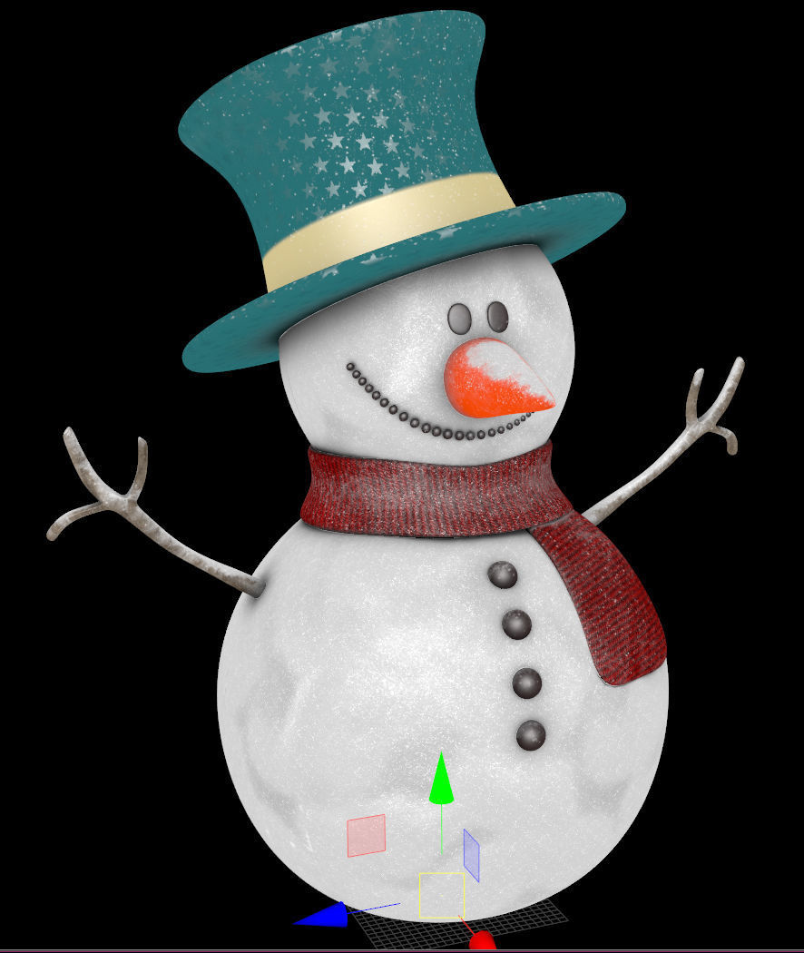 SnowMan - Game Ready wearing hat and scarf Low-poly 3D model_19