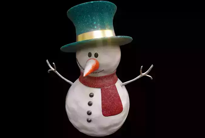 SnowMan - Game Ready wearing hat and scarf Low-poly 3D model