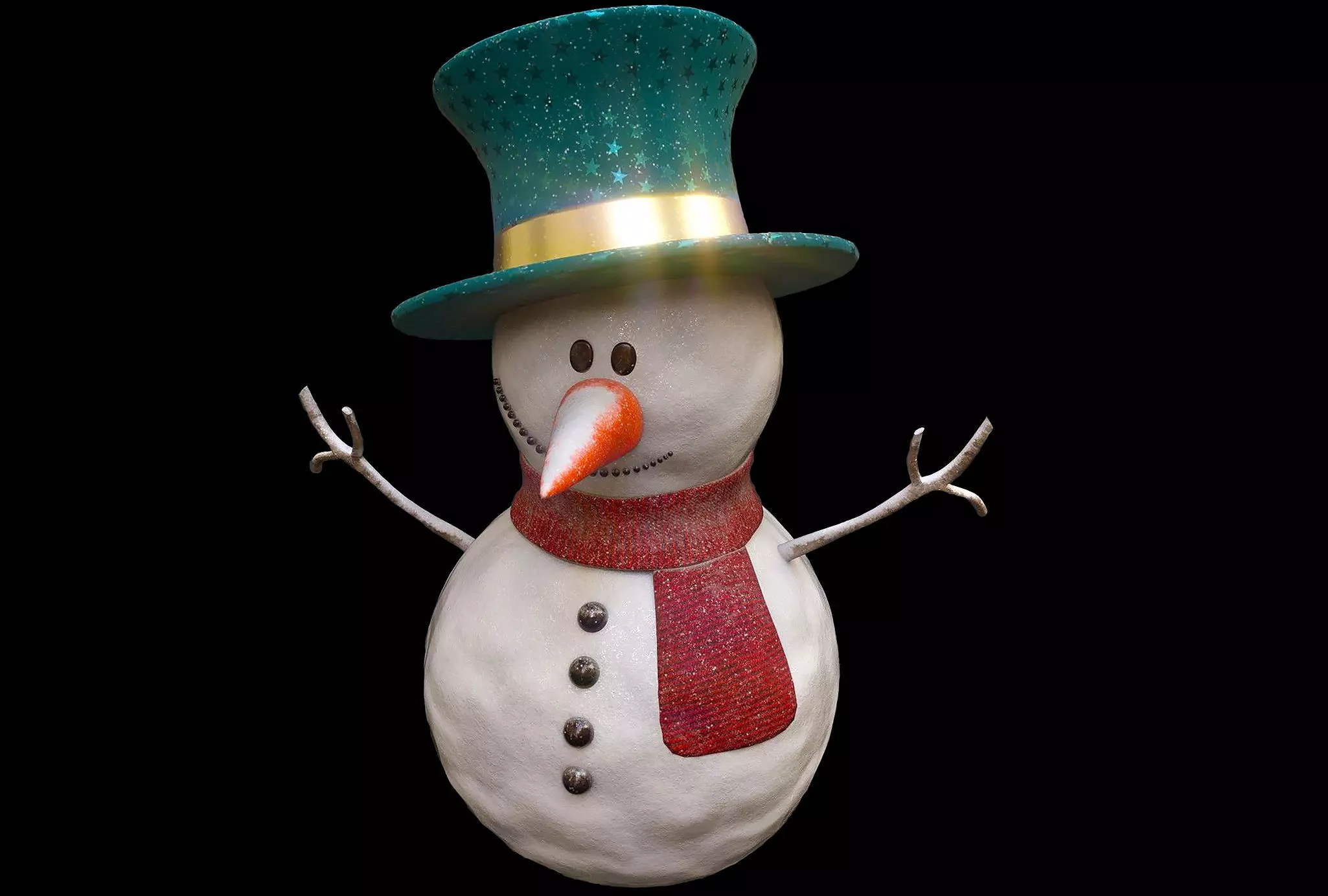 SnowMan - Game Ready wearing hat and scarf Low-poly 3D model_0