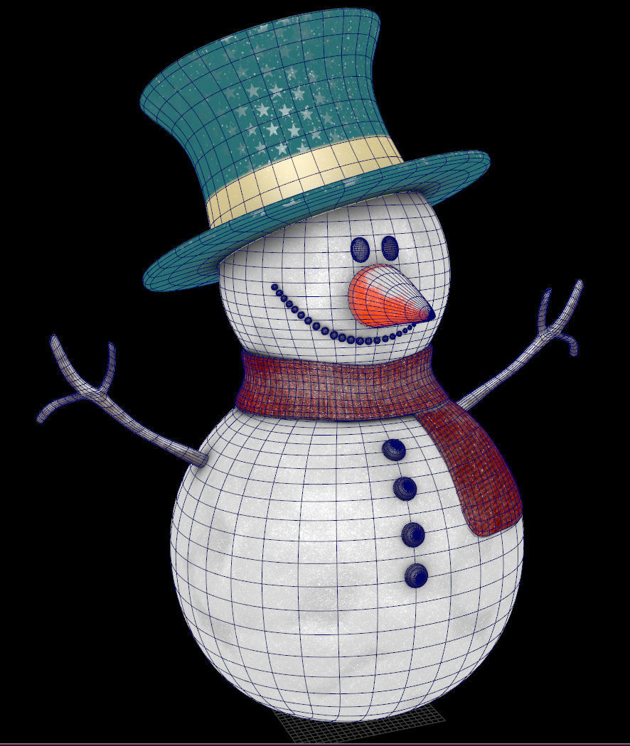 SnowMan - Game Ready wearing hat and scarf Low-poly 3D model_17