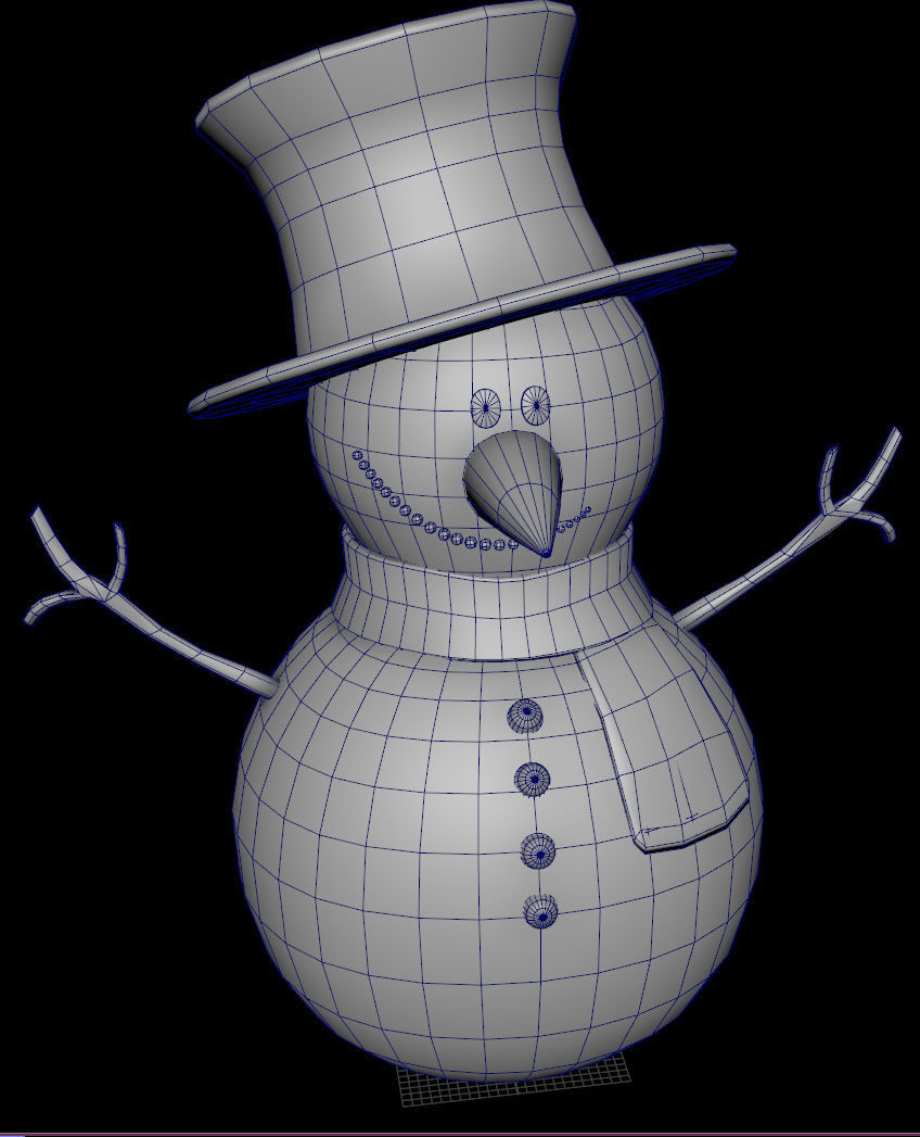 SnowMan - Game Ready wearing hat and scarf Low-poly 3D model_5