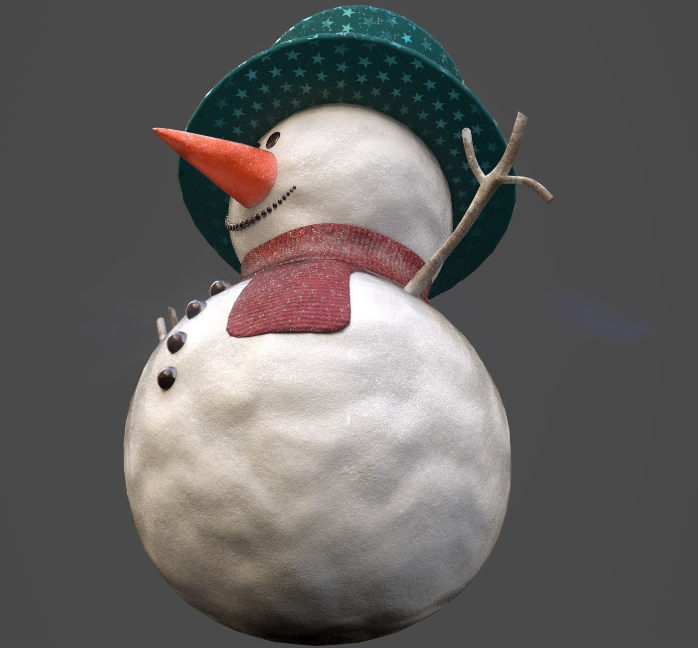 SnowMan - Game Ready wearing hat and scarf Low-poly 3D model_6