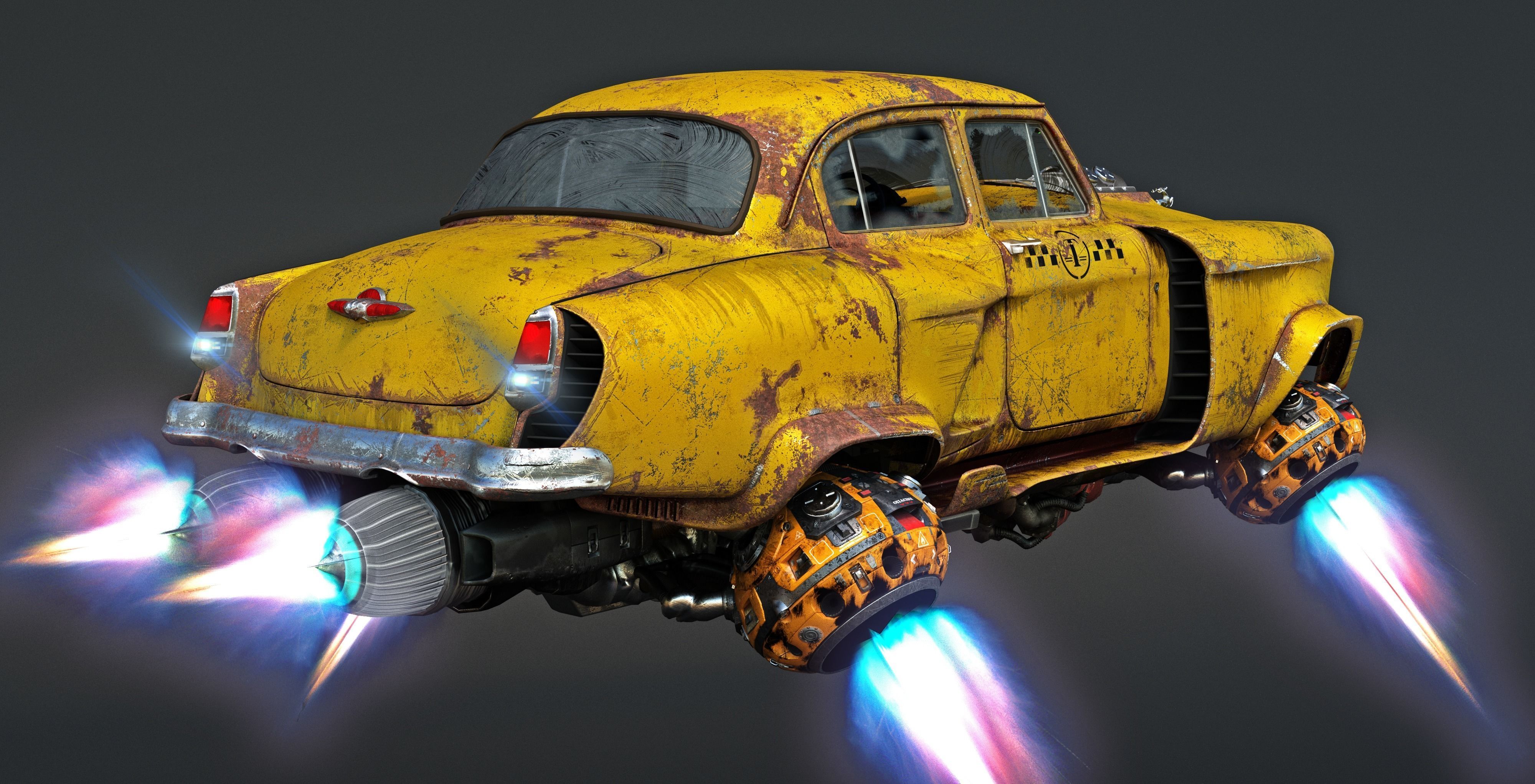 Volga GAZ-21 hover taxi 3D model_4