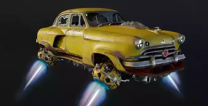 Volga GAZ-21 hover taxi 3D model