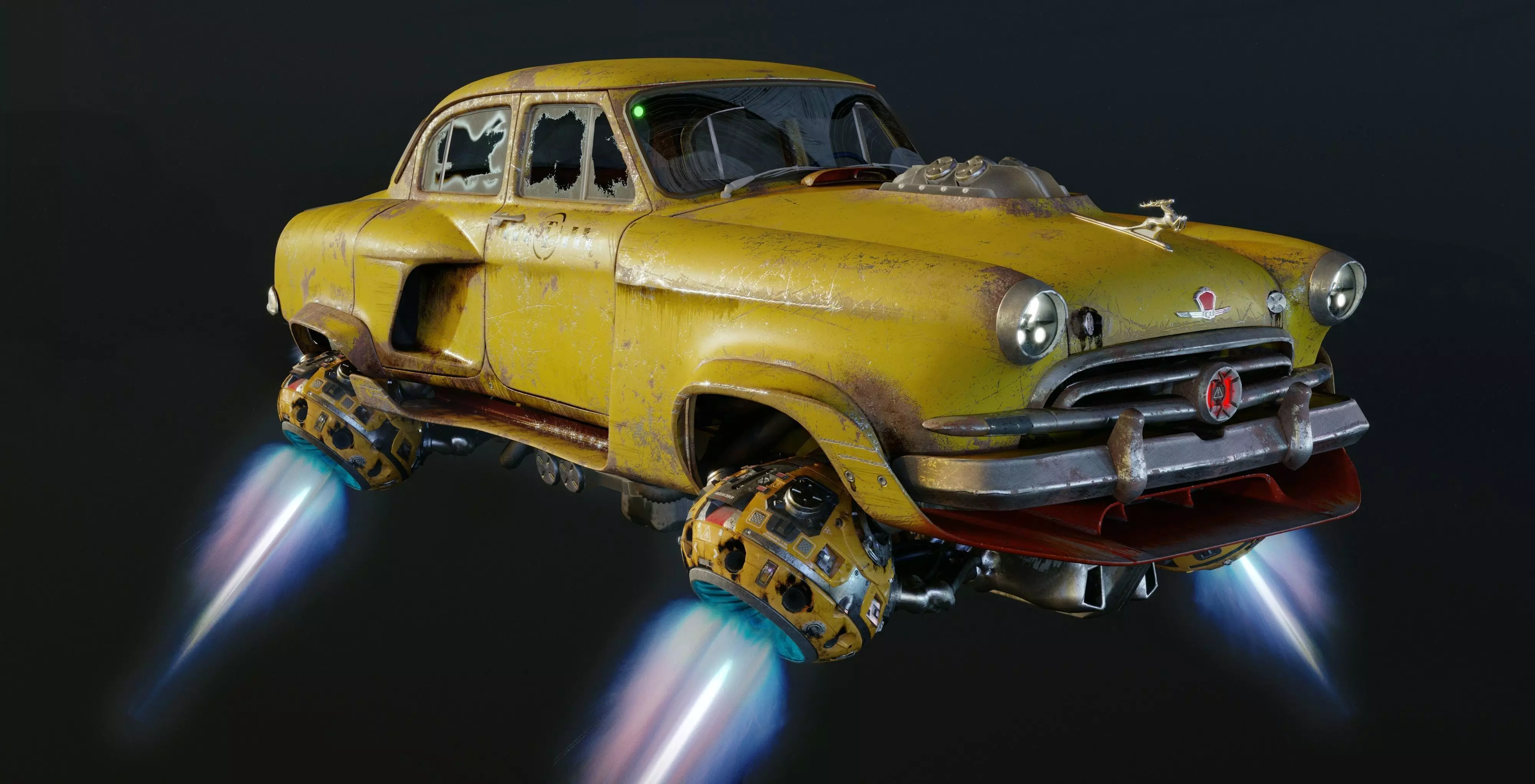 Volga GAZ-21 hover taxi 3D model_0